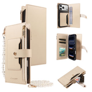 Leather Phone Case for iPhone 17e /17 Pro Max /16 15 14 13 12 11 with Magnetic Buckle Multi-Card Slots Wallet and Stand