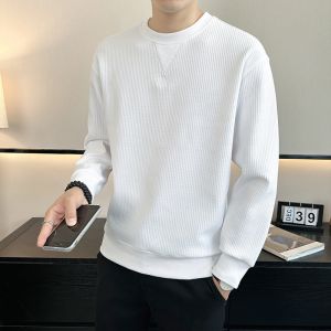 Áo Hoodie Nam Cổ Tròn Dài Tay Màu Trơn Thường Ngày Mùa Xuân Thu 2025 Thời Trang Mới Áo Khoác Ngoài Áo Thun Cotton Polyester