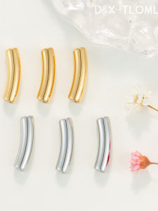 Dongxia Titanium Steel Polished Mirror Surface through Hole Bent Tube 18K Gold Plated Spacer Beads Jewelry Accessories