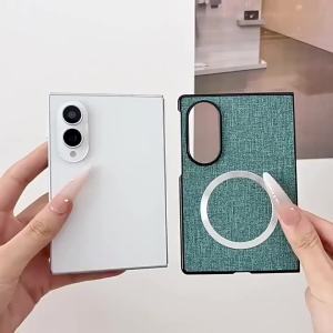 Fabric Cloth For MagSafe Case For Samsung Galaxy Z Fold 8 Ultra 8 7 6 5 4 Magnetic Charging PC Shockproof Cover