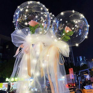 2 Led Light-Emitting Transparent Rose Balloons (Excluding Inner Electricity) Suitable for Wedding Birthday Valentines Day