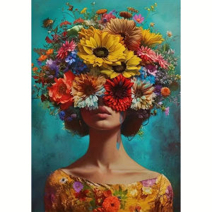 500 1000 1200 2000pcs Jigsaw Puzzle Fashionable Woman With Floral Wreath Portrait For Beginners Adults Family Brain Teaser Gift