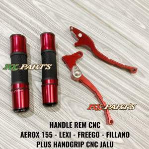HANDLE REM FULL CNC AEROX 155 - LEXI - FREEGO - FILLANO + HANDGRIP / HANDFAT CNC DENGAN JALU