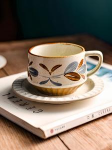 Handmade Thick Earthenware Coffee Cup Ceramic Vintage Mug Elegant Tea Cup Mark Cup Coffee Cup Plate Set Nordic Style Adult Use