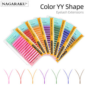 NAGARAKU Color YY Shape Hand Woven Premium Synthetic Mink Eyelashes Pink Red Blue Purple Green Soft Natural Meshy Net Cross