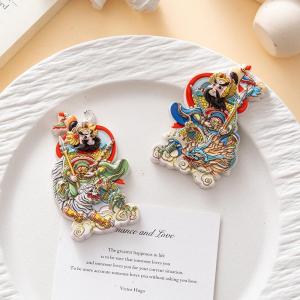 Creative Cultural Industry God of Peace Magnetic Fridge Magnet Resin Material Cartoon Design Entrance And Exit Safety