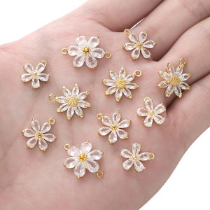 1PC 14k hoa đồng thau mạ vàng với Zircon Mặt dây chuyền bùa may quyến rũ cho Vật liệu làm đồ trang sức tự làm dây chuyền bông tai phát hiện phụ kiện