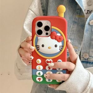 3D Phone Shaped Colorful Cat Silicone Cover Case For 13 14 15 16 Pro Max 11 12