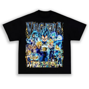 Bandai | Dragon Ball Mens and Womens T-shirt Vegeta Anime Tee Summer Spring Boys Short Sleeves Luxury Brand Parent-child Outfits