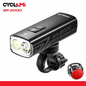 CYCLAMI 2000 Lumens Bike Headlight Bicycle Flashlight Handlebar Type-C MTB Road Highlight BR2000 Front Lamp Light Aluminum Alloy
