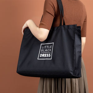 Oxford Cloth Eco-Friendly Large Capacity Portable Canvas Shopping Bag Fashionable Handbag for Outdoor Black Foldable Bag