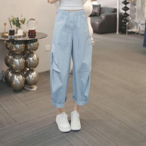 Shalldoer | Fashionable Straight Leg Casual Pants Womens Thin Breathable Summer Eighteen Wide Leg Pants Versatile Simple Style Loose Fit