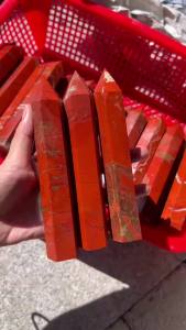 Đá Thạch Anh Jasper Đỏ Tự Nhiên Hình Obelisk 15-16CM Đầu Nhọn Dùng Trong Trị Liệu Reiki Phong Thủy Đá Tình Yêu