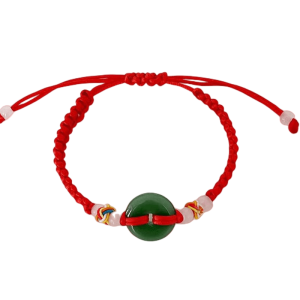 Adjustable Childrens and Couples Rope Bracelet with Lucky Jade Pendant
