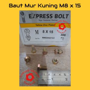 (5 pcs) Baut Mur Kuning 8x15 / Baut Kuning M8 / BMK / Baut Hexagon
