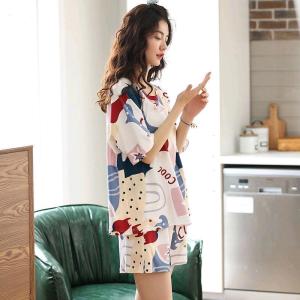 2026 New Pure Cotton Sweet Style Sleepwear Short Sleeve Seven-Piece Pants Thin Home Clothes Set for Women Summer Home Clothes