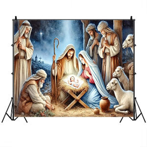Diamond Art Painting Kit Merry Christmas Nativity Scene Starry Night with Jesus in Manger Design Mosaic Cross Stitch for Decor