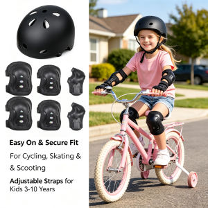 Adjustable Multi-Sport Safety All-In-One Protective Kit with Wrist Guards Knee Pads for Boys & Girls Ages 3-10