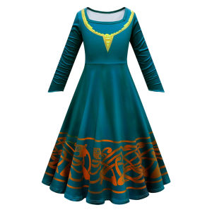 Medieval Princess Girls Costume Warrior Dress Girl Fantasy Long Dress Halloween Costumes Kids