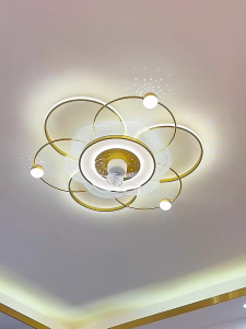 Lampu Bintang Kipas Angin Ruang Tamu Lampu Plafon Minimalis Modern Nordic Rotasi 360° 100cm LED 3 Warna Bunga Vila Kamar Tidur Kamar Anak Restoran Ceiling Fan MOOISHC