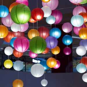 14 (35cm) Chinese Round Hanging Cloth Lanterns Balls Crafts Party Wedding Home DIY Festival Decoration Water Proof Lantern