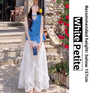 XIANYIJIAO | White Lace Summer Skirt 2026 New A-Line High-Waist