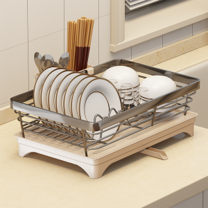 ตู้เก็บของในครัวแบบติดโต๊ะ ชั้นวางจาน สแตนเลส 304 แบบเรียบง่าย ป้องกันความชื้น ป้องกันฝุ่น ป้องกันแสงแดด