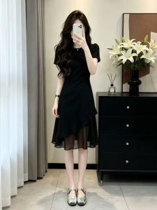LIRENQING | French Audrey Style Black Lace Patchwork Dresses