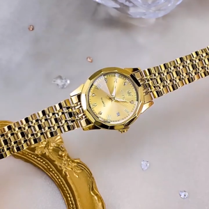 Oles Đồng hồ nữ chính hãng Dây đeo bằng thép không gỉ Lịch có chức năng phát sáng Chống nước