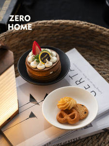 Zero-Home Ceramic Plate Afternoon Tea Snack Bowl Simple Cake Plate Cream Style round Shape Dessert Plate Universal Use
