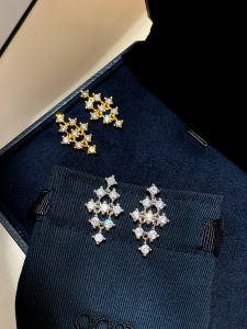 CAFFTI | Pure Silver Zirconium Cubic Zirconia Diamond Rhombus Earrings