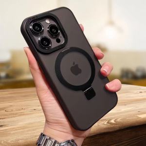 Elegant Magnetic Embedded Stand Phone Case for Apple 15Promax 14Pro Simple Fashion Full Cover Anti-Fall Men Women Model