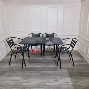 SHUMO Meja Makan Besi Industrial 4 Kursi - Kijang Series | Dining Chair Cafe Outdoor