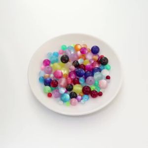 50/100Pcs Resin Cat Eye Beads Colorful Round Loose Bead For Handmade Making Jewelry DIY Necklace Bracelet Key Chain Accessories