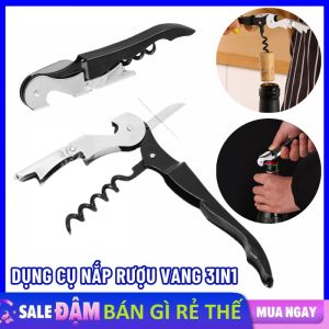 Dụng Cụ Khui Rươu Vang Khui Nắp Chai Bia 3in1 Đa Năng Bằng Thép Không Gỉ - Đồ Mở Nắp Chai Siêu Nhanh Tiện Ích