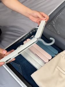 [2Pcs/set] KL008 Collapsible Travel Hanger with Clip Smooth Portable Lightweight Windproof Sock Rack Foldable Plastic for Laundry Wardrobe Hotel Hanger 19.2x5.3x1cm