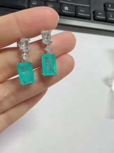 Huitan Personality Square Blue Stone Dangle Earrings for Women Wedding Engagement Party Chic Ear Accessories 2022 New Jewelry