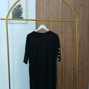 Gamis Inara Lengan Kancing Knit |Gamis Polos Kekinian| Dres Panjang Turki
