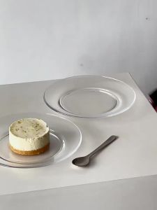 Phong Cách Hàn Quốc Đĩa Thủy Tinh Trong Suốt Chịu Nhiệt Tròn Salad Đĩa Trái Cây Chụp Ảnh Chống Đỡ Phong Cách Đơn Giản Sử Dụng Tại Nhà