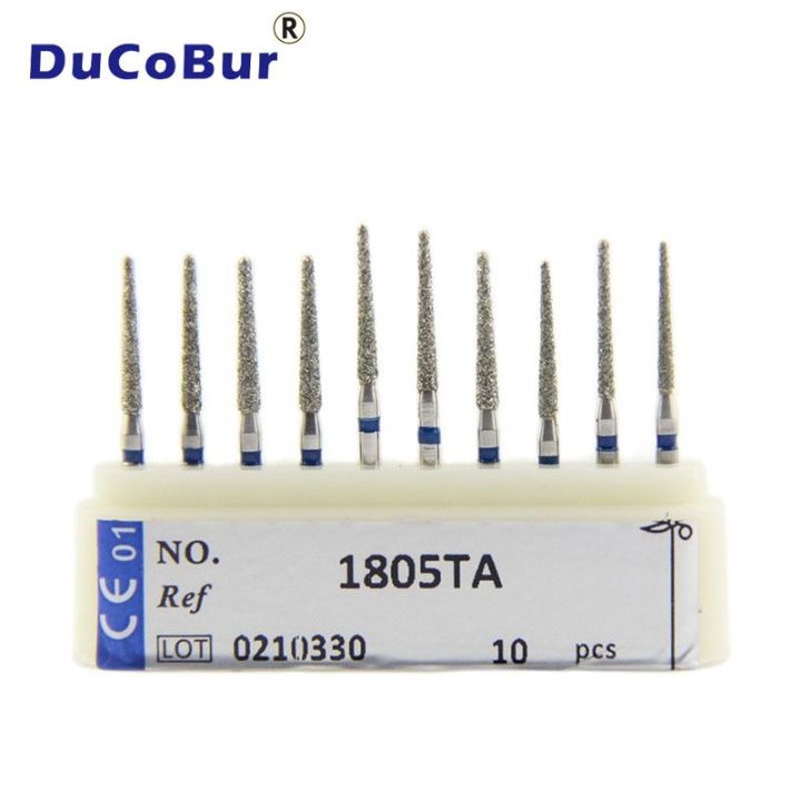 Ducobur 10pcs Set Dental Burs Regular Diamond Burs Of Taper Assorted In Fg Shank Drill