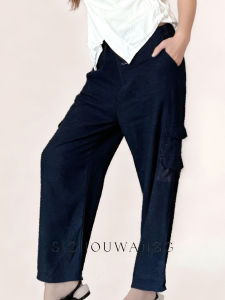 High Waist Wide Leg Pants Womens Silk Linen Loose Slimming Multi Pocket Long Pants Drawstring Casual Pants