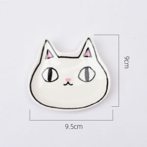 New Japanese Style Ceramic Three Colored Cat Dish Cute Cat Shaped Sauce Dish Household Snack Mustard Seasoning Dishes Tableware