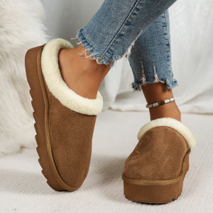 Winter fashion womens fluffy thick-soled casual shoes thick-soled indoor anti-slip and warm with fur lining