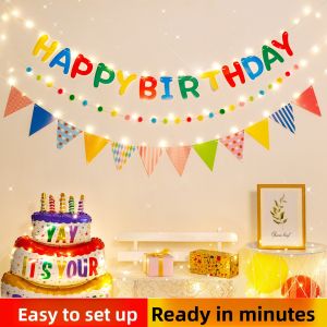 QIANHUAJIAN | Birthday Celebration Decorations with Tassel Banners and Balloons
