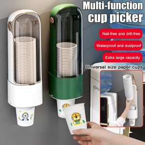 Wall-Mounted Disposable Cup Dispenser Punch-Free Cup Storage Rack Home Cup Holder