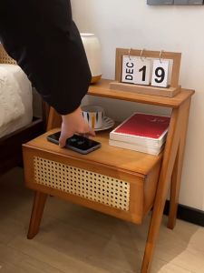 Meja samping tempat tidur/Meja samping tempat tidur bambu/Lemari penyimpanan/Lemari penyimpanan