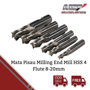 MST Mata Bor Pisau Milling Mesin Frais Diameter 8 - 20mm End Mill HSS 4 Flute satuan Bor Fris Mata Bor Endmill 4 Flute CNC Router Bits Milling Cutter