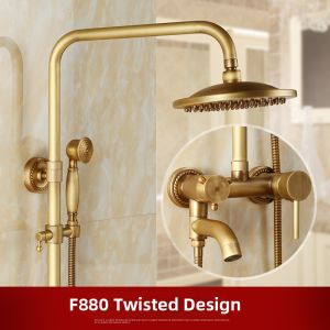 JUNSHEN | Brass Antique Style Shower Faucet Set