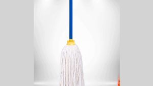 SUPERCAT ไม้ม็อบหัวจุก 14 นิ้ว 350 กรัม สีขาว ด้ามเหล็กไม่เป็นสนิม ผ้า Cotton ซับน้ำได้ดี