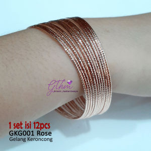 Gelang keroncong set 12 gold Xuping lapis emas bangle emas gkg001 anti karat Perhiasan Fashion Rhodium Gold Plated Ukuran Gelang Bangle 58Mm-68Mm - Lazada